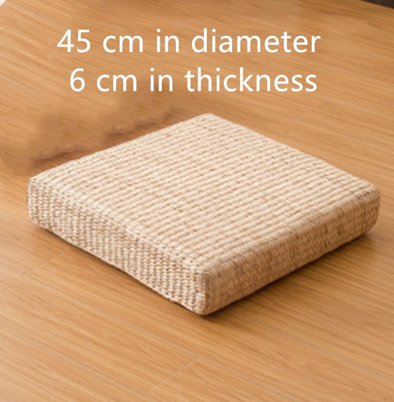 HKM-257619 Light Yellow Tatami Straw Woven Futon Cushion for Bay Window Yoga and Floor Use