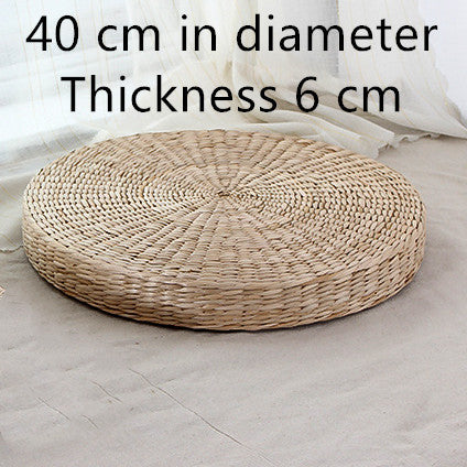 HKM-257619 Light Yellow Tatami Straw Woven Futon Cushion for Bay Window Yoga and Floor Use