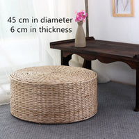 HKM-257619 Light Yellow Tatami Straw Woven Futon Cushion for Bay Window Yoga and Floor Use