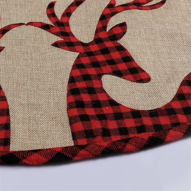 HKM-257619 Linen Plaid Christmas Tree Skirt - 32-Inch & 48-Inch Sizes Available