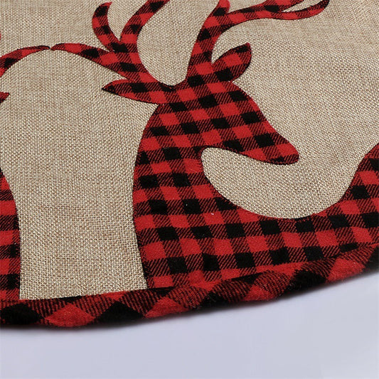 HKM-257619 Linen Plaid Christmas Tree Skirt - 32-Inch & 48-Inch Sizes Available