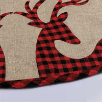 HKM-257619 Linen Plaid Christmas Tree Skirt - 32-Inch & 48-Inch Sizes Available