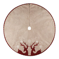 HKM-257619 Linen Plaid Christmas Tree Skirt - 32-Inch & 48-Inch Sizes Available