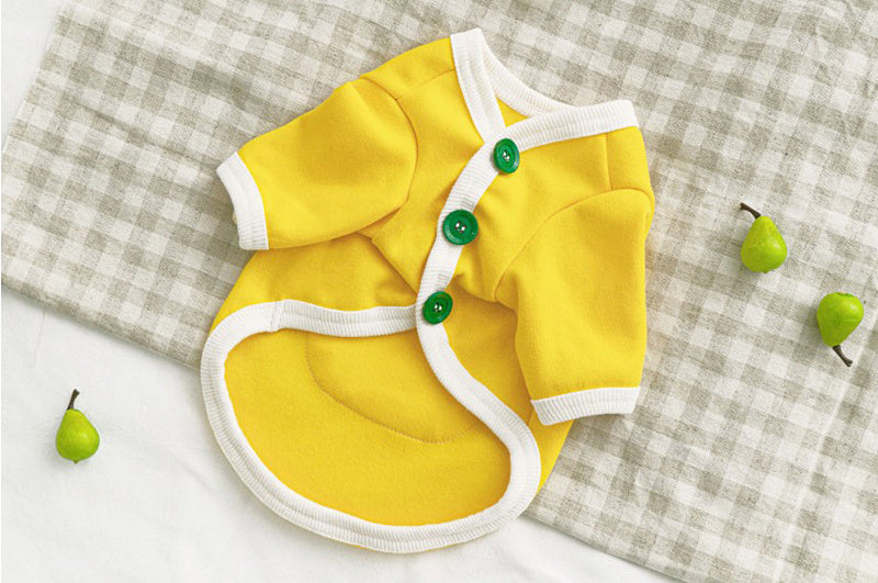 HKM-257747 Cozy Button Sweater for Dogs in Green, Yellow, and White - Multiple Sizes Available