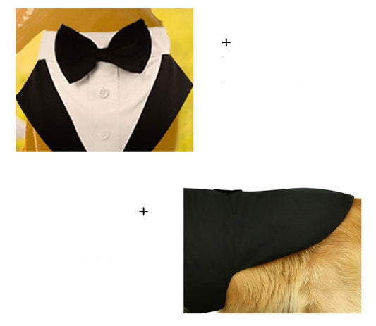 HKM-257939 Stylish Black Bow Tie Dog Suit with Skirt – Sizes S to 2XL