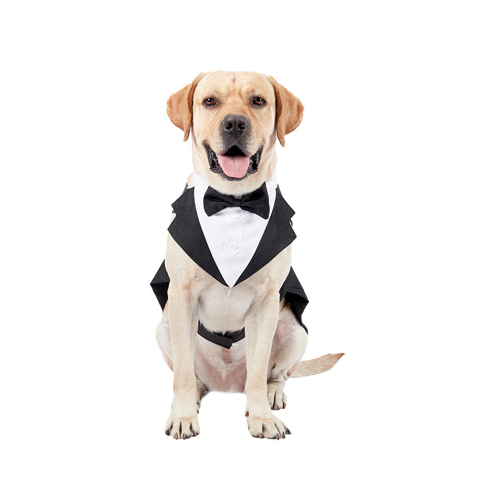 HKM-257939 Stylish Black Bow Tie Dog Suit with Skirt – Sizes S to 2XL