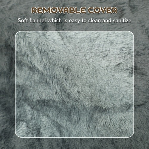 HKM-258003 Three-Step Dog Stairs with Washable Plush Cover for Small Pets, Light Grey