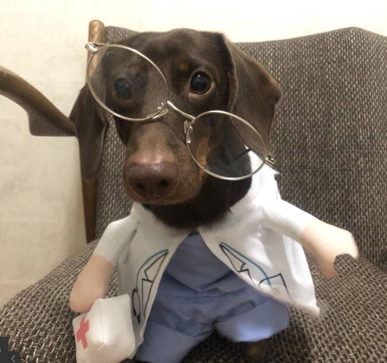 HKM-258131 Dachshund Doctor Costume - Funny Pet Outfit for Small to XL Dogs