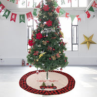 HKM-258259 Car-Themed Linen Christmas Tree Skirt, 120CM Holiday Decoration