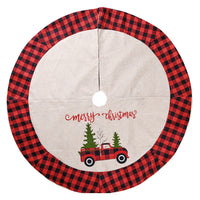 HKM-258259 Car-Themed Linen Christmas Tree Skirt, 120CM Holiday Decoration