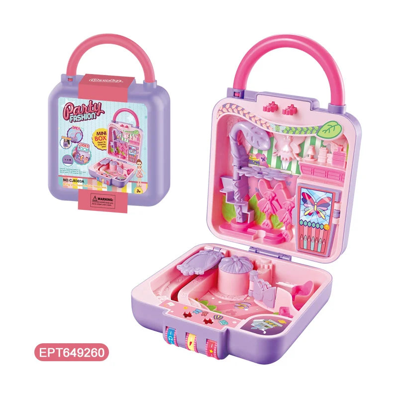 KTX-258323 Dancing Party Pretend Play Suitcase with Doll and Makeup Toys for Girls Ages 2-13