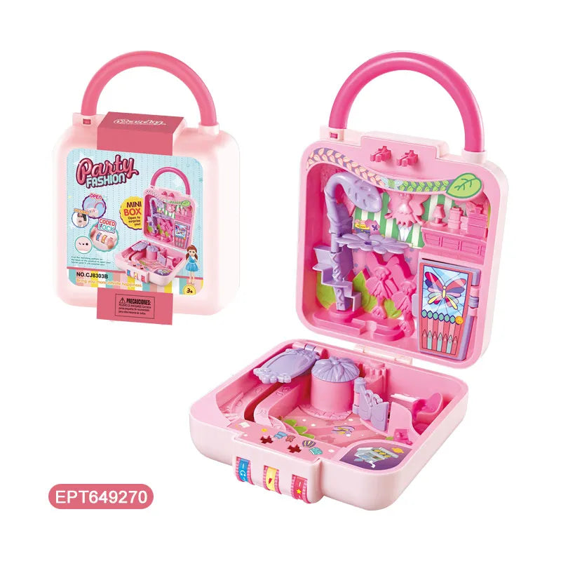 KTX-258323 Dancing Party Pretend Play Suitcase with Doll and Makeup Toys for Girls Ages 2-13
