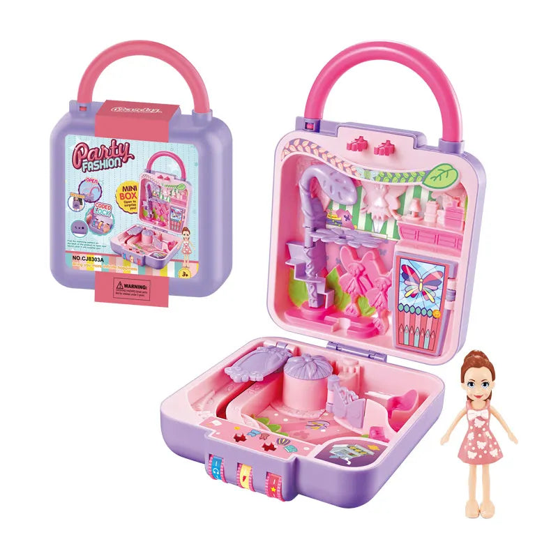 KTX-258323 Dancing Party Pretend Play Suitcase with Doll and Makeup Toys for Girls Ages 2-13