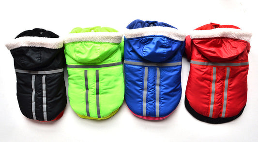 HKM-258323 Hooded T-Shaped Reflective Cotton-Padded Jacket for Small Dogs in Multiple Colors