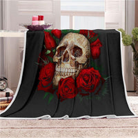 HKM-258323 Super Soft Microfiber Polyester Skull Bone Tapestry Blanket for Bed, Beach, and Home