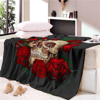 HKM-258323 Super Soft Microfiber Polyester Skull Bone Tapestry Blanket for Bed, Beach, and Home