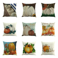 HKM-258323 Thanksgiving Plant and Flower Design Linen Cushion Cover 45x45cm