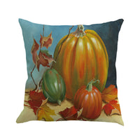 HKM-258323 Thanksgiving Plant and Flower Design Linen Cushion Cover 45x45cm
