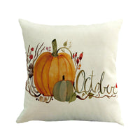 HKM-258323 Thanksgiving Plant and Flower Design Linen Cushion Cover 45x45cm