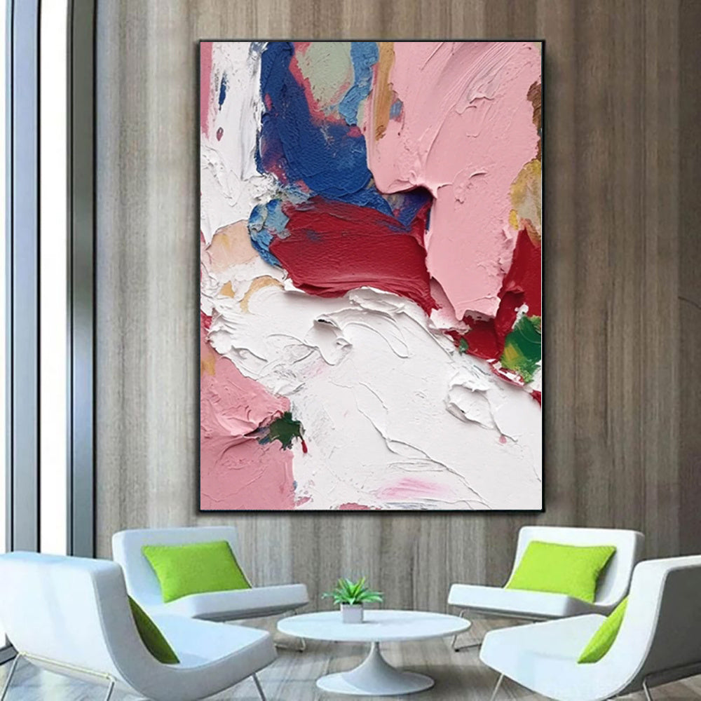 HKM-258579 Abstract Handmade Oil Painting on Canvas for Modern Home Decor - Vertical Wall Art for Living Room and Entryway
