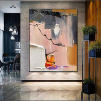 HKM-258579 Abstract Handmade Oil Painting on Canvas for Modern Home Decor - Vertical Wall Art for Living Room and Entryway