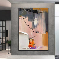 HKM-258579 Abstract Handmade Oil Painting on Canvas for Modern Home Decor - Vertical Wall Art for Living Room and Entryway