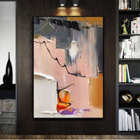 HKM-258579 Abstract Handmade Oil Painting on Canvas for Modern Home Decor - Vertical Wall Art for Living Room and Entryway