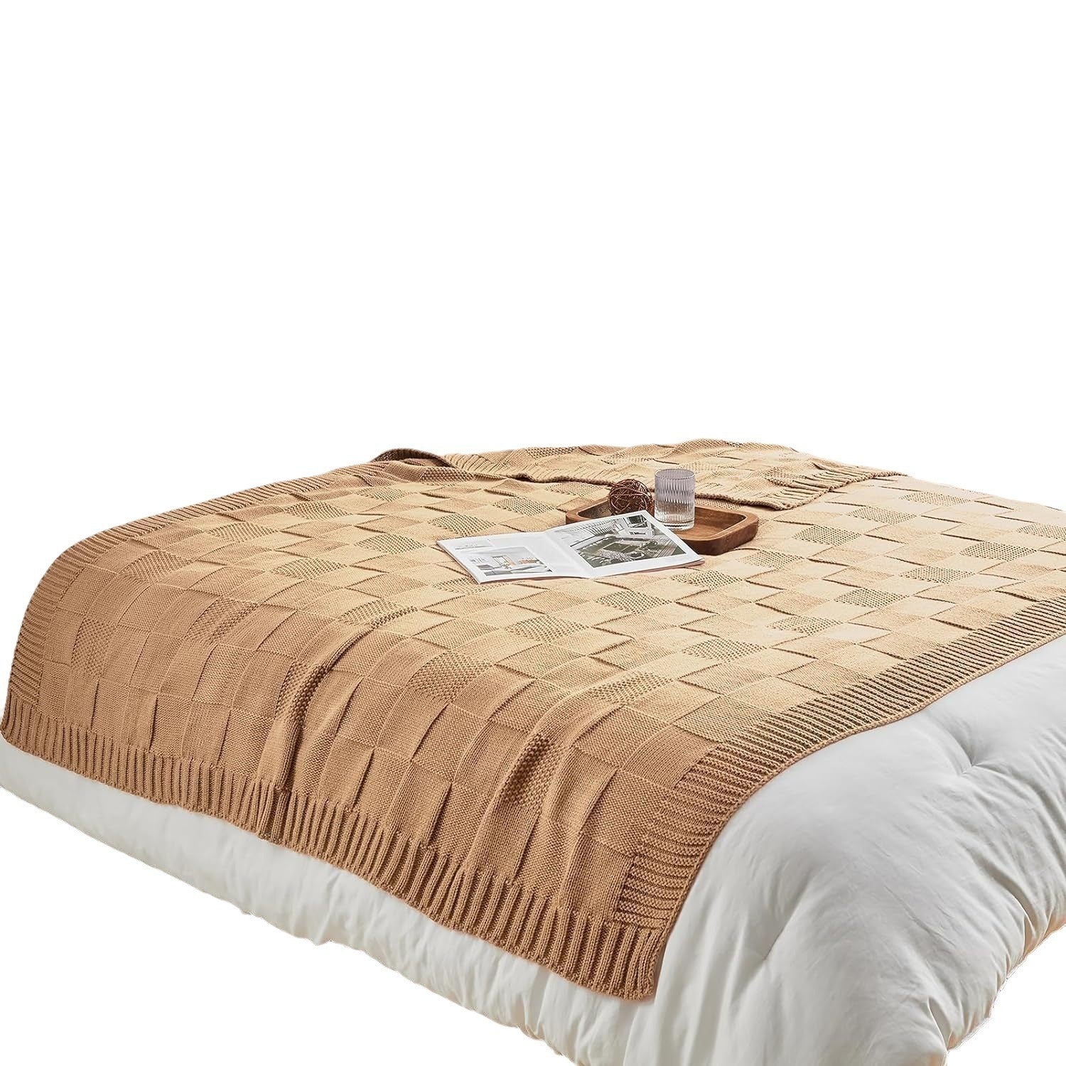 HKM-258643 Geometric Pattern Washable Sofa Blanket - Versatile 130x160 for All Seasons