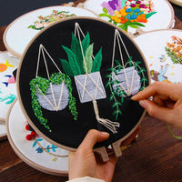 HKM-258643 Handmade Embroidery Kit for Decorative Wall Art - 15cm Bamboo Frame, Complete Accessories Included