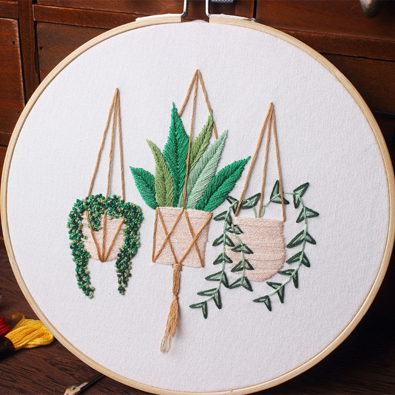 HKM-258643 Handmade Embroidery Kit for Decorative Wall Art - 15cm Bamboo Frame, Complete Accessories Included