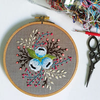 HKM-258643 Handmade Embroidery Kit for Decorative Wall Art - 15cm Bamboo Frame, Complete Accessories Included