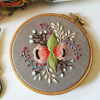 HKM-258643 Handmade Embroidery Kit for Decorative Wall Art - 15cm Bamboo Frame, Complete Accessories Included
