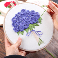 HKM-258643 Handmade Embroidery Kit for Decorative Wall Art - 15cm Bamboo Frame, Complete Accessories Included