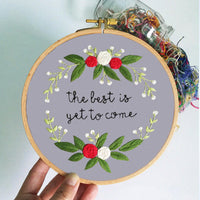 HKM-258643 Handmade Embroidery Kit for Decorative Wall Art - 15cm Bamboo Frame, Complete Accessories Included