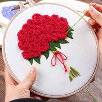 HKM-258643 Handmade Embroidery Kit for Decorative Wall Art - 15cm Bamboo Frame, Complete Accessories Included