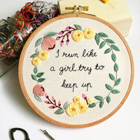HKM-258643 Handmade Embroidery Kit for Decorative Wall Art - 15cm Bamboo Frame, Complete Accessories Included