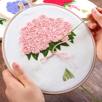 HKM-258643 Handmade Embroidery Kit for Decorative Wall Art - 15cm Bamboo Frame, Complete Accessories Included