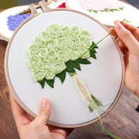 HKM-258643 Handmade Embroidery Kit for Decorative Wall Art - 15cm Bamboo Frame, Complete Accessories Included