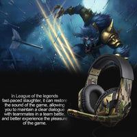 HKM-258707 Camouflage Stereo Gaming Headset with Deep Bass and Omnidirectional Microphone for PS4/PS3/Computer
