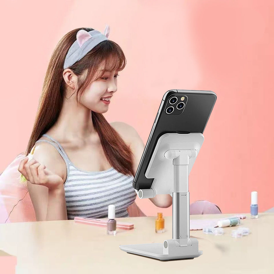 HKM-258707 Mobile Phone and Tablet Folding Stand - Multi-Function Desktop Support in Pearl White and Cool Black