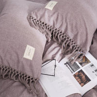 HKM-258707 Nordic Style Washed Cotton 4-Piece Bedding Set for Various Bed Sizes