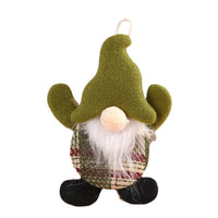 HKM-258771 Dancing Faceless Santa Claus Fabric Doll Christmas Decoration Pendant in Green, Red, and Gray