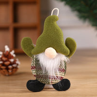 HKM-258771 Dancing Faceless Santa Claus Fabric Doll Christmas Decoration Pendant in Green, Red, and Gray