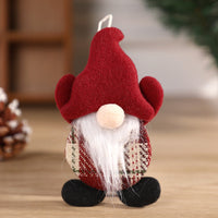 HKM-258771 Dancing Faceless Santa Claus Fabric Doll Christmas Decoration Pendant in Green, Red, and Gray