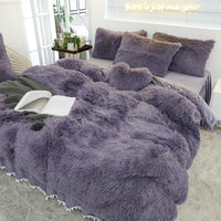 HKM-258963 Luxury Mink 4-Piece Bed Set in Assorted Sizes - Soft Polyester Fabric
