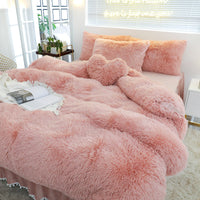 HKM-258963 Luxury Mink 4-Piece Bed Set in Assorted Sizes - Soft Polyester Fabric