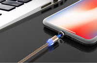 HKM-259027 Nylon Magnetic Data Cable for Apple and Android Devices - 3-in-1, 1m & 2m Lengths, Multiple Connectors Available