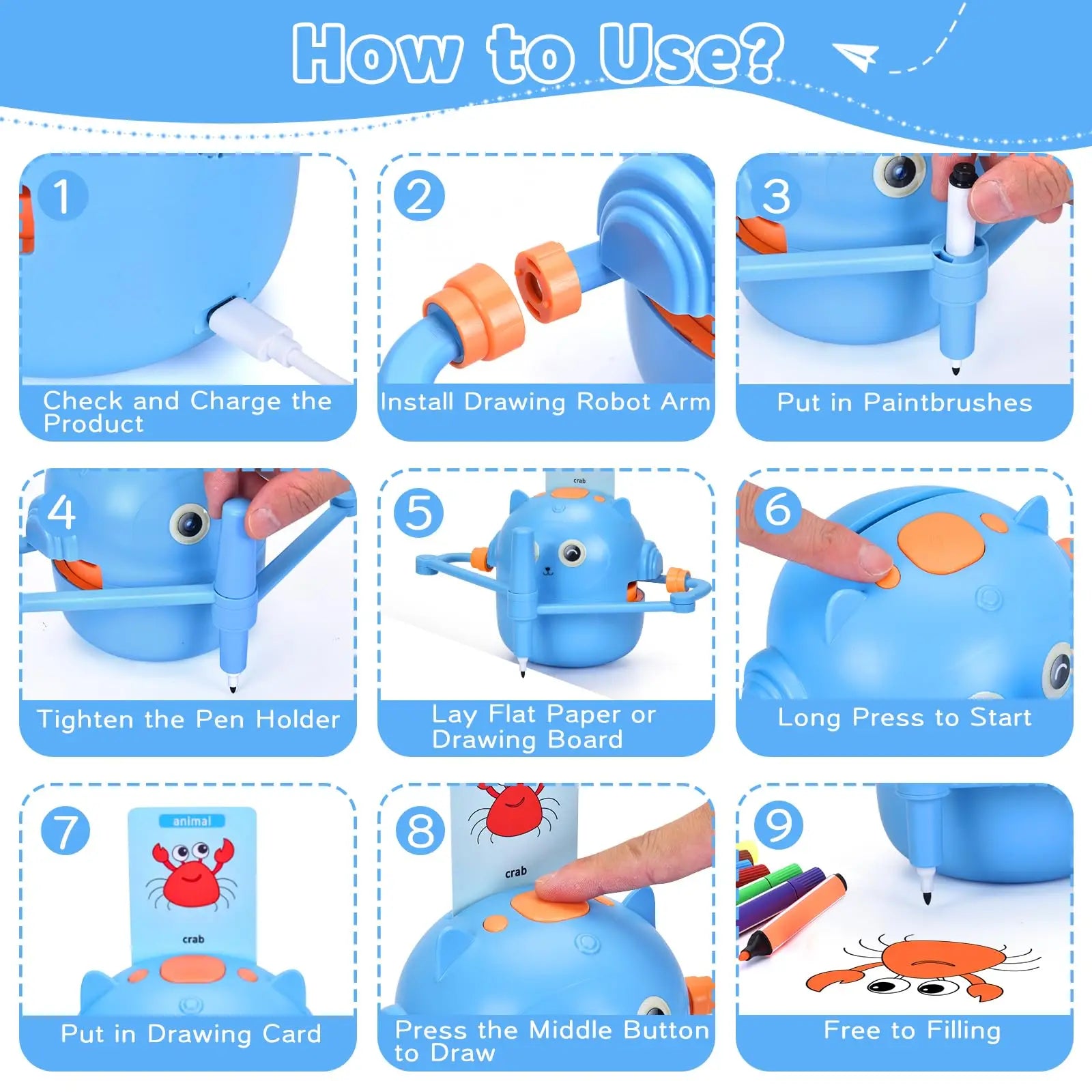 Kids Drawing Robot Educational Toy, Automatic Art Creator for Creative Learning