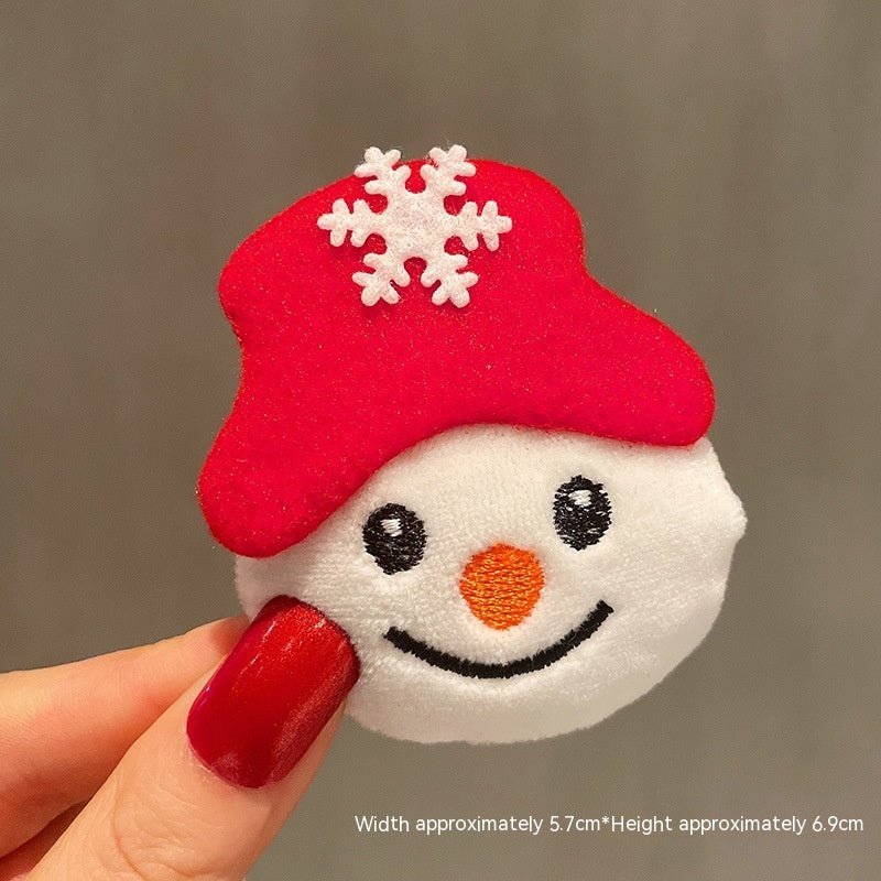 HKM-259411 Christmas Cartoon Character Brooch Decoration with Snowflake Design