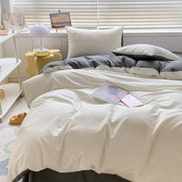 HKM-259475 Brushed Waffle Four Piece Bedding Set in Solid Colors for Modern Minimalist Style